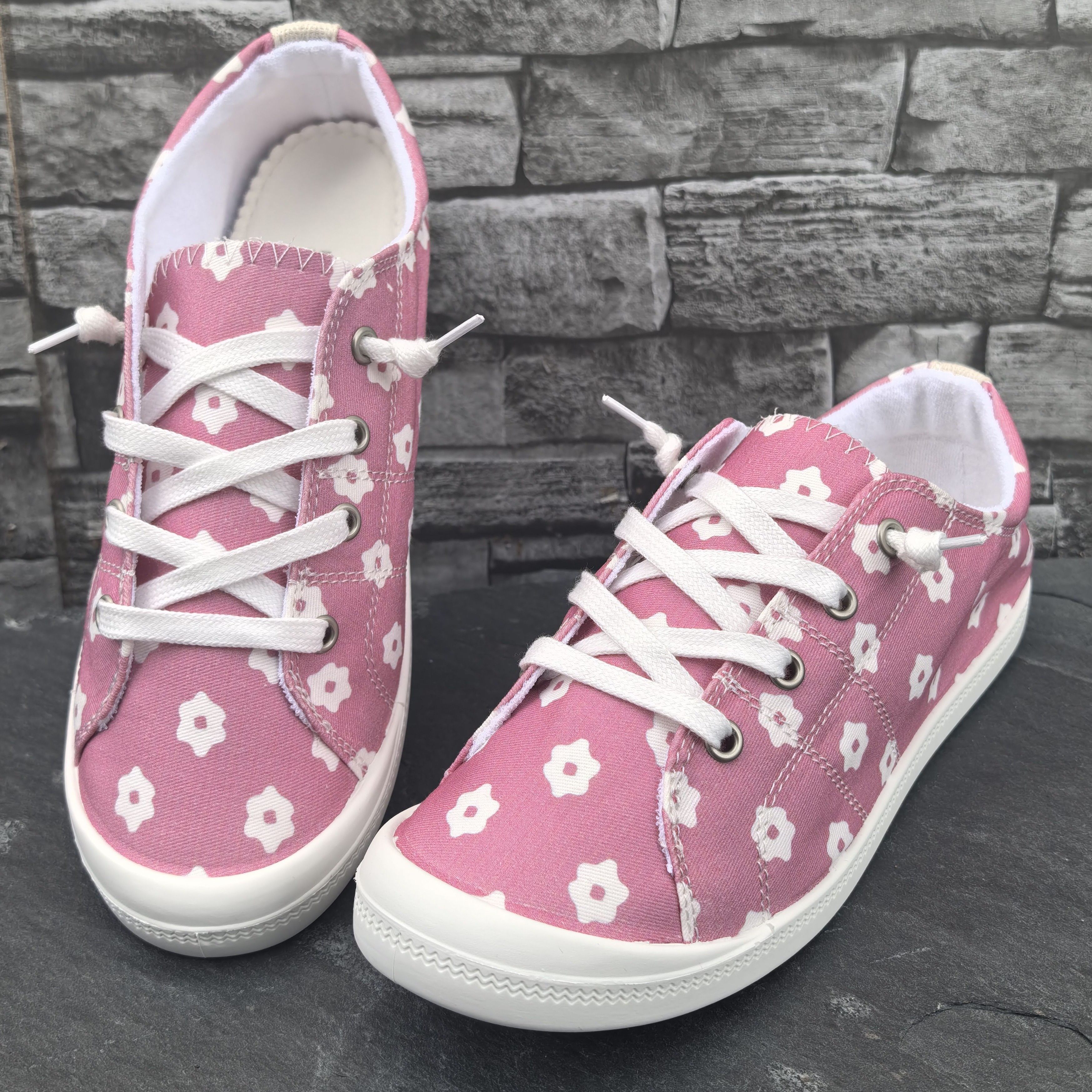 

New Floral Print Women's Sneakers, Comfortable, Breathable And Lightweight Outdoor Skate Shoes, Low-top Lace-up Flats