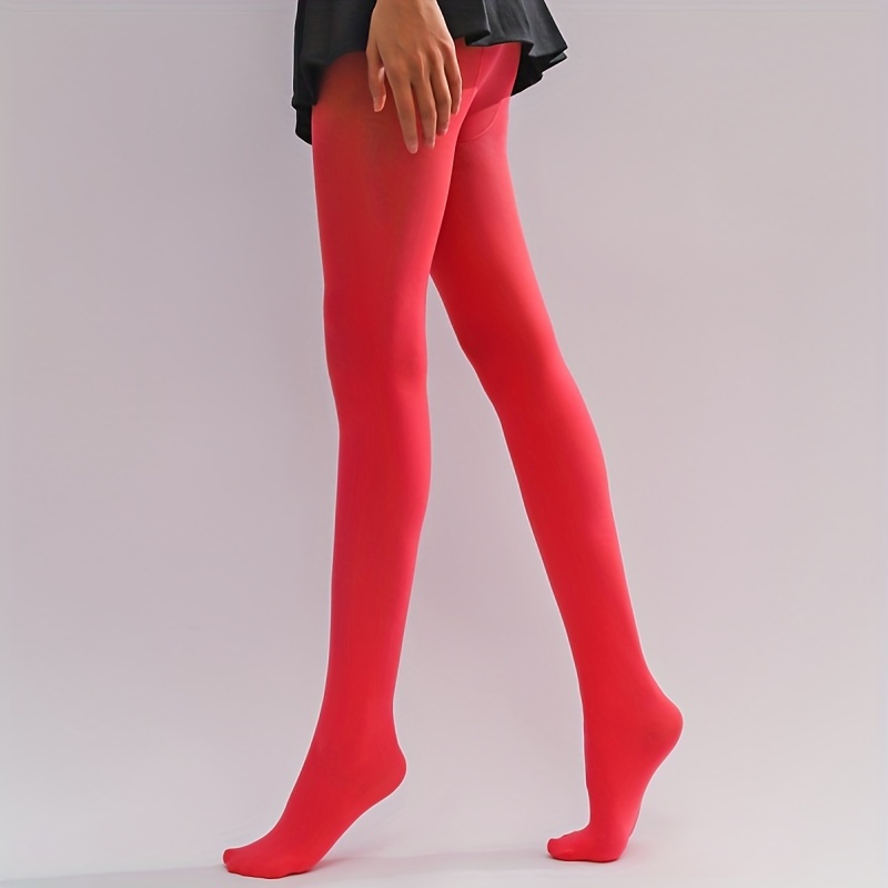 Girl's Red Opaque Tights