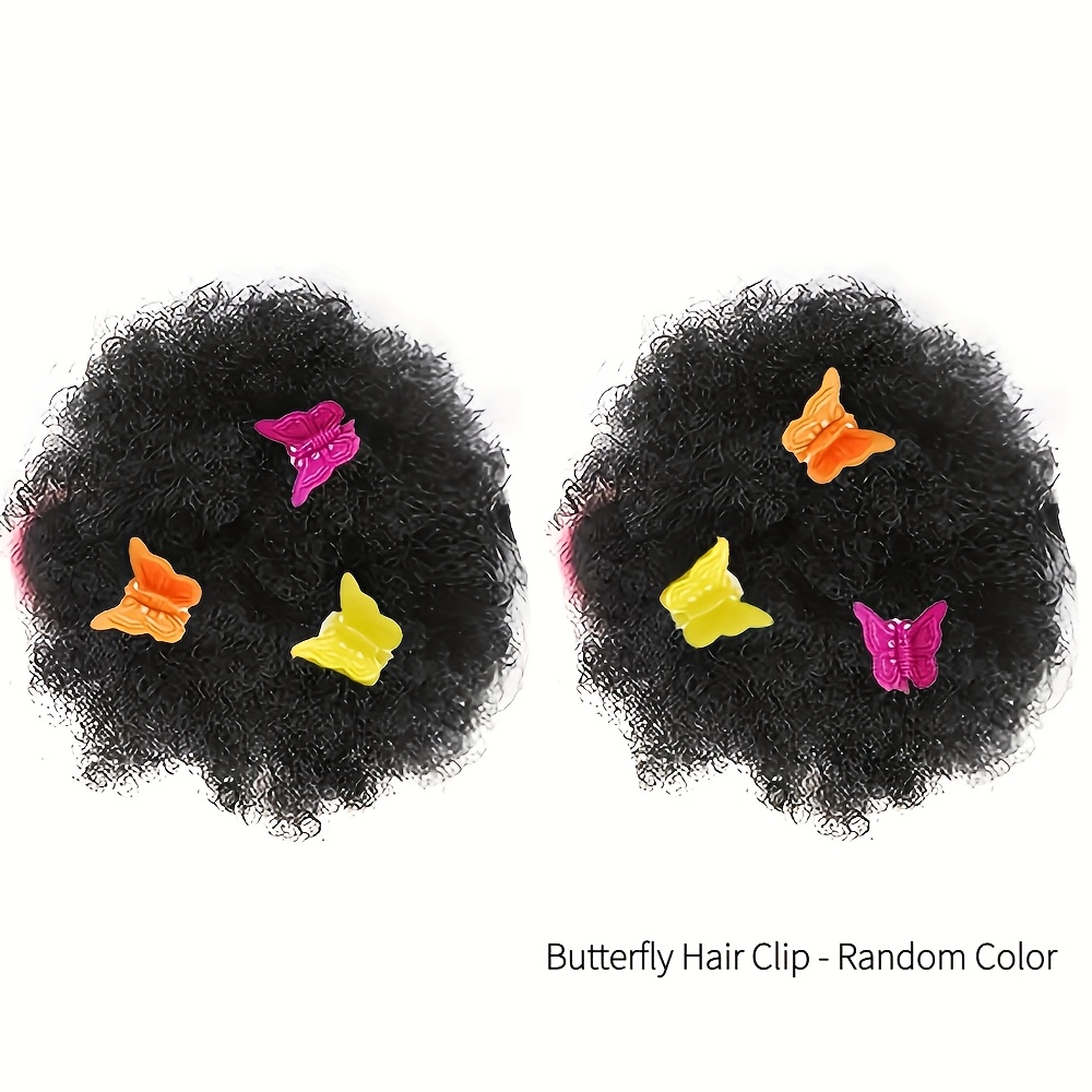 TEMU Lot de 2 chouchous à bouffant africain avec pinces papillon colorées - Accessoires pour queue de cheval, rehausseurs de coiffure bouclée, idéaux