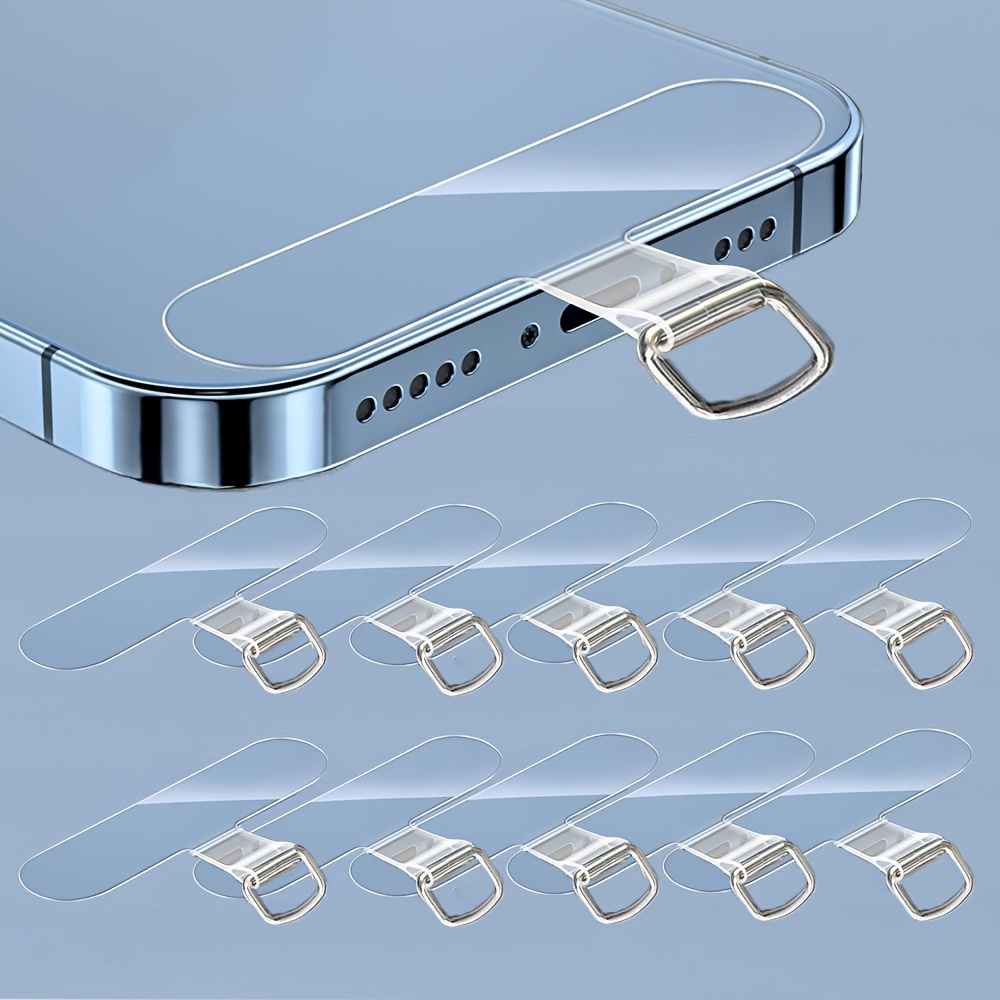 

10pcs Universal Mobile Phone Lanyard Patch Gasket Transparent Tpu Safety Ultra-thin Phone Strap Parts Anti Loss Lanyard Connecting Piece Phone Strap Parts