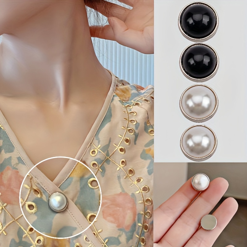 

1pc Elegant Pearl Magnetic Button - & Non-slip, Detachable Sleeve Shortening Pin, No Sewing Required - Chic Accessory For Clothing