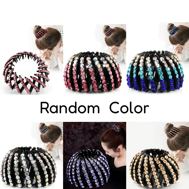 TEMU 3pcs Of Random Hair Clip Artifact, 's Nest Hair Hoop, Sparkling Diamond Hair Clip, High End Curling Hair Additions