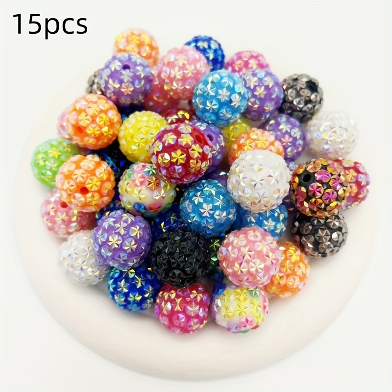 E-shop 15 Stück 20mm Strassperlen Funkelnde Disco Kugel Perlen Dicke Kaugummi Perlen Kristallkugel Perlen für Stifte Kette Schmuckherstellung Kaugummi