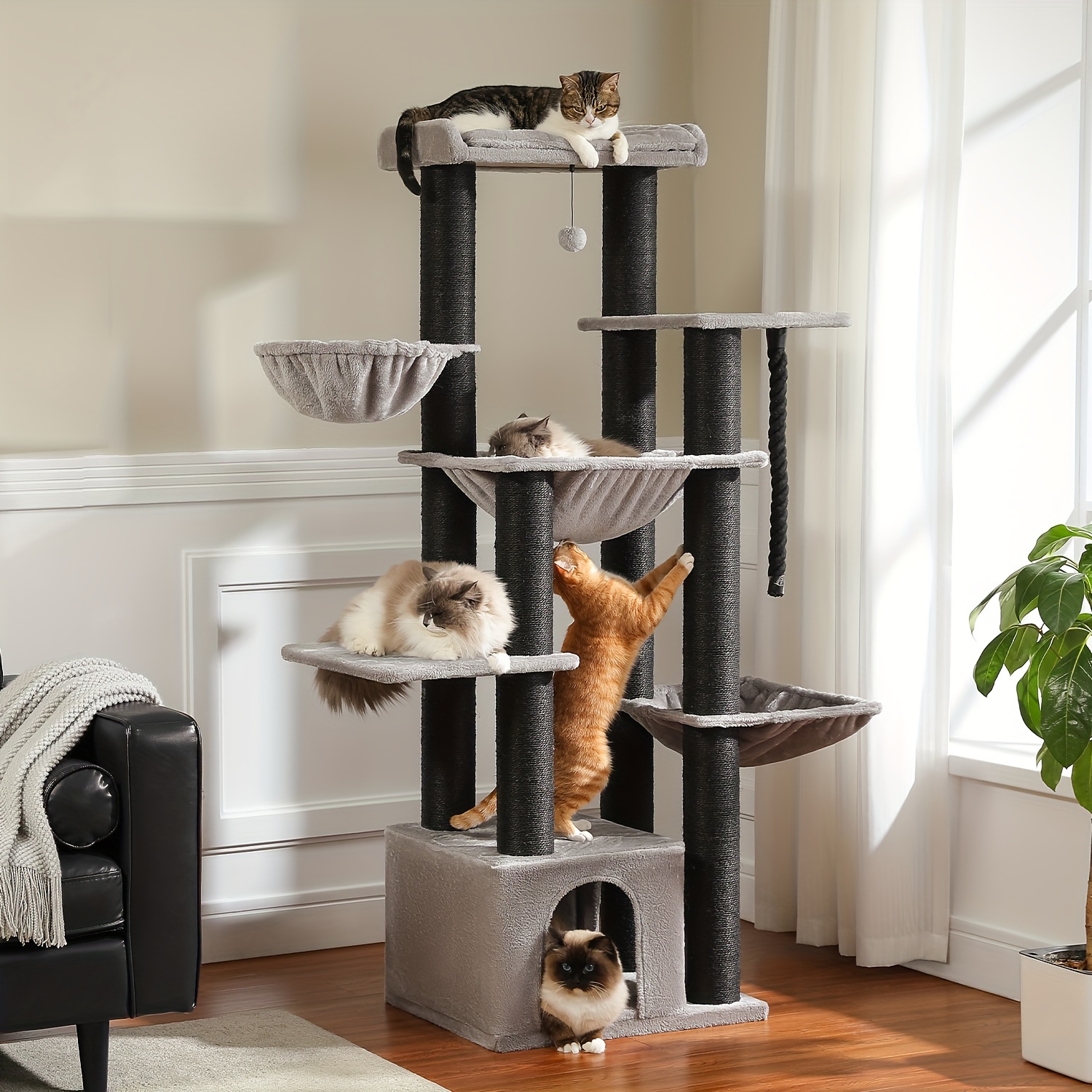 

Cat - 170cm Tall Cat For 13 Scratching Posts (10.9cm), - Cat , Super & Hammocks For 9kg