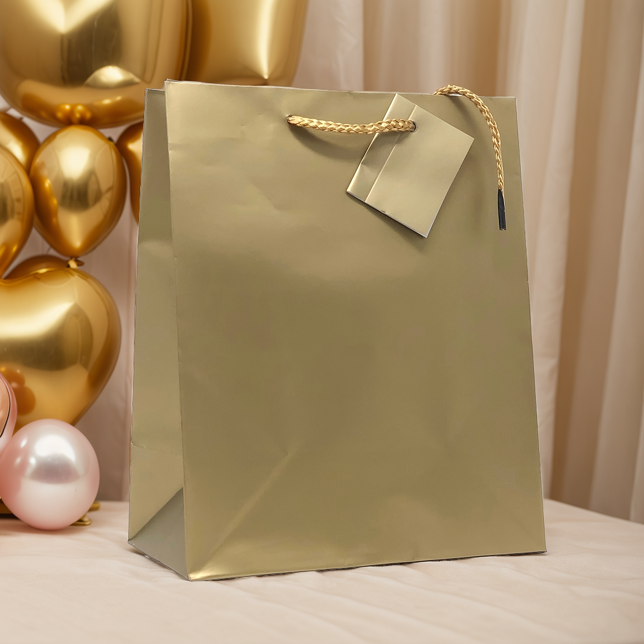 

17"xl 12pk Value Premium Solid Color Paper Gift Bags-gold