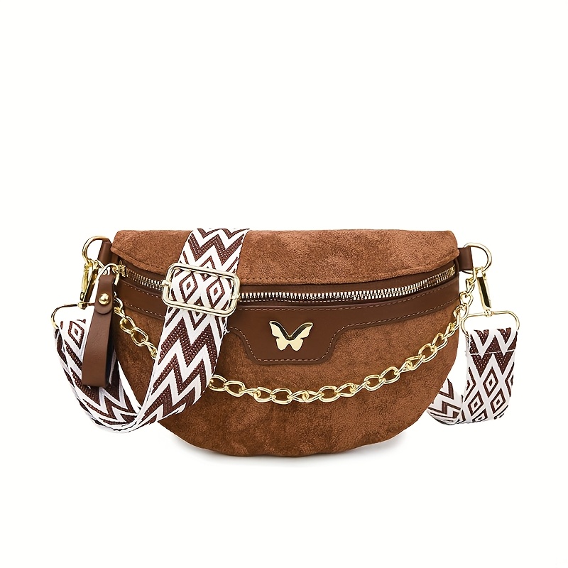 Image of Bohemian Women's Chest Bag Suede Waist Pack Pu Handbag Fashion Belt Bag Adjustable Strap Ladies Shoulder Crossbody Bags
