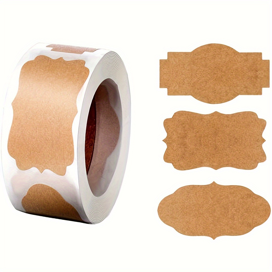 

1roll, Gift Tag Labels, 1.2" X 2" Self-adhesive Present Stickers, Natural Kraft Label Stickers, Removable Food Labels, Self-adhesive Blank Labels For Gifts Glass Bottles Container