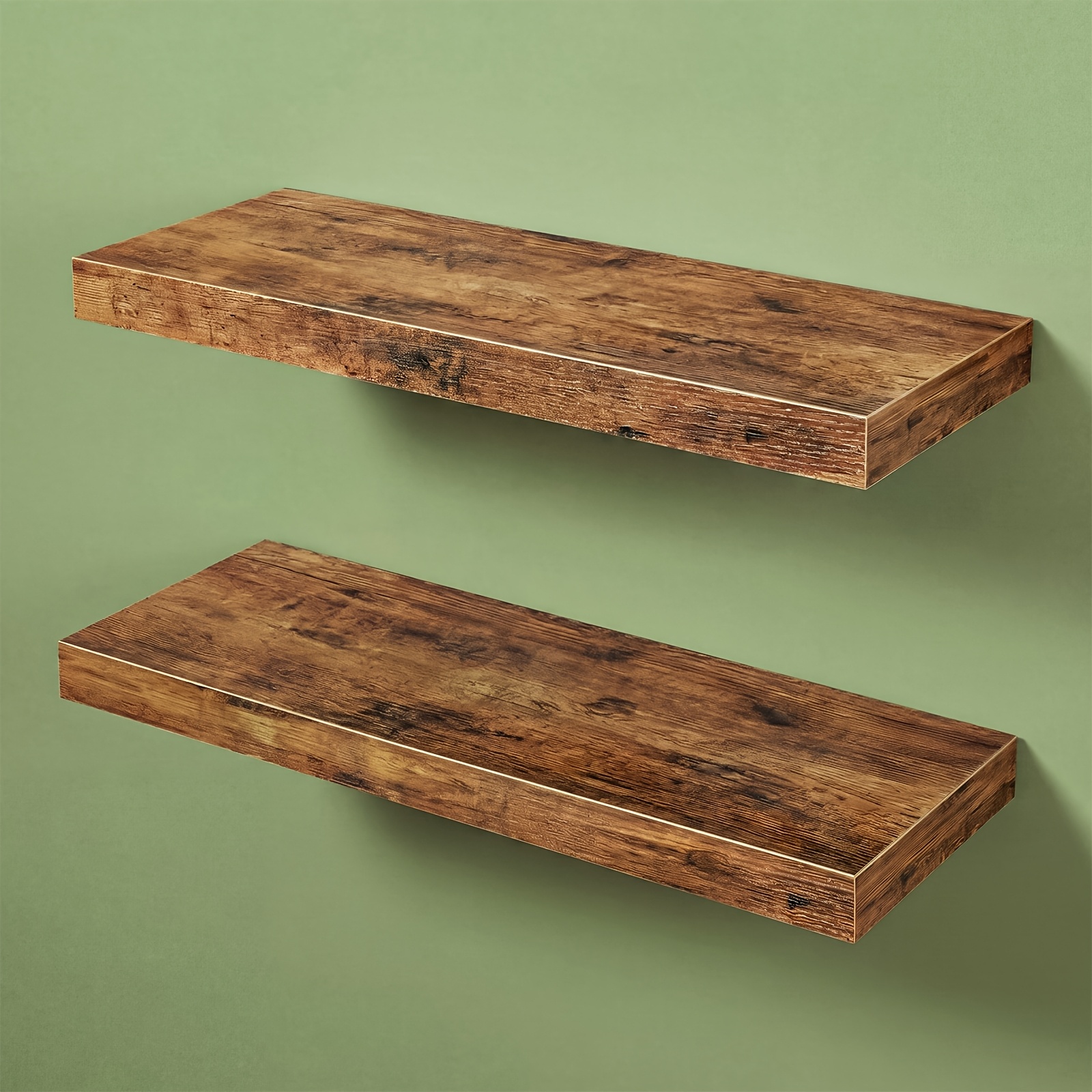 TEMU Tomnk Set Of 2 Floating Shelves For Wall, 15.7 In Single Board Wall Shelf With Invisible Brackets, Thickened Mdf Board, Wall Mount Hanging