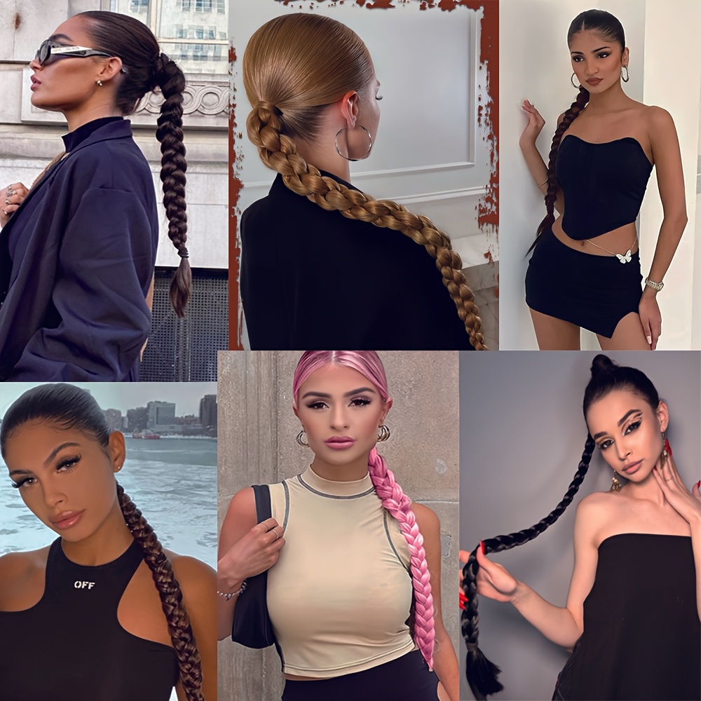 womens synthetic ponytail extensions basics   hair elastic band braids multiple lengths 18 26 30 inches versatile for   details 0