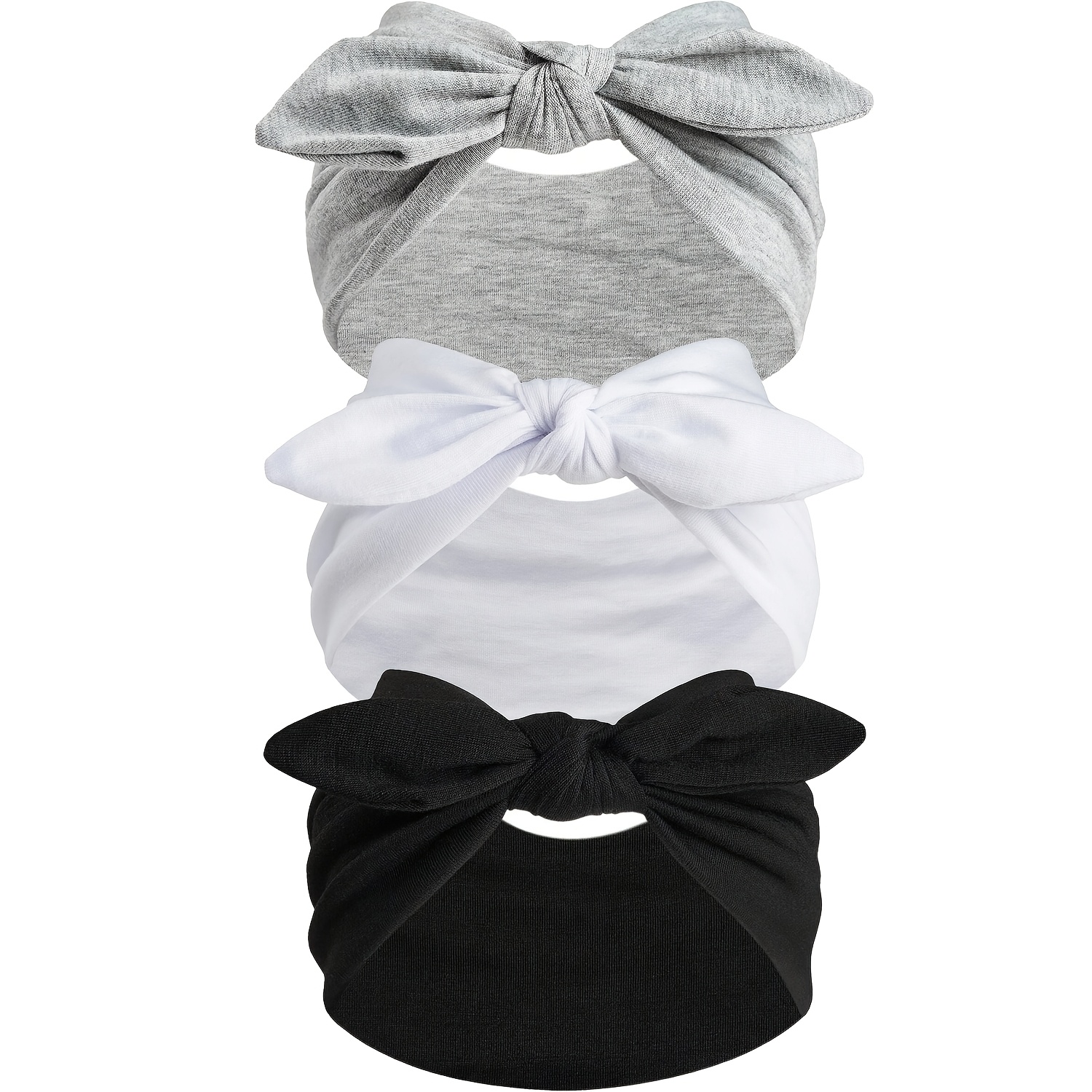 TEMU 3pcs Women's Casual Minimalist Solid Color Headband, Rabbit Ear Hairband Non-slip Hairband, Daily Yoga Headscarf Hair Additions, Suitable For