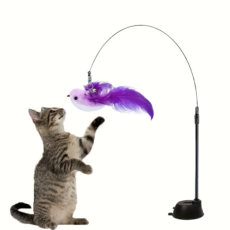 

Interactive Feathered Suction Cup - Steel Cat Toy For Engagement And