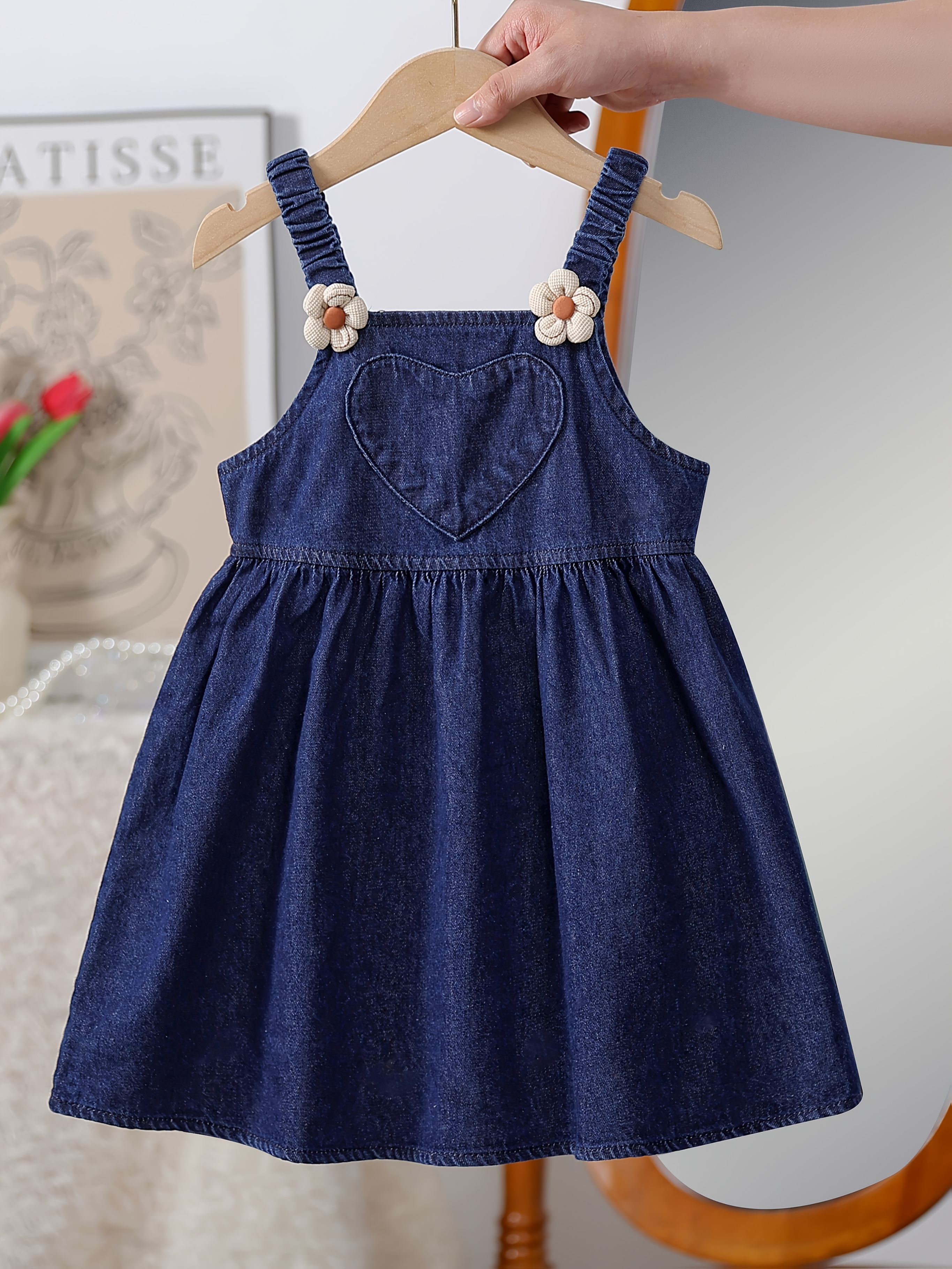 meisjes jurk met broekje blauw jeans look | - Baby- & Kidswear