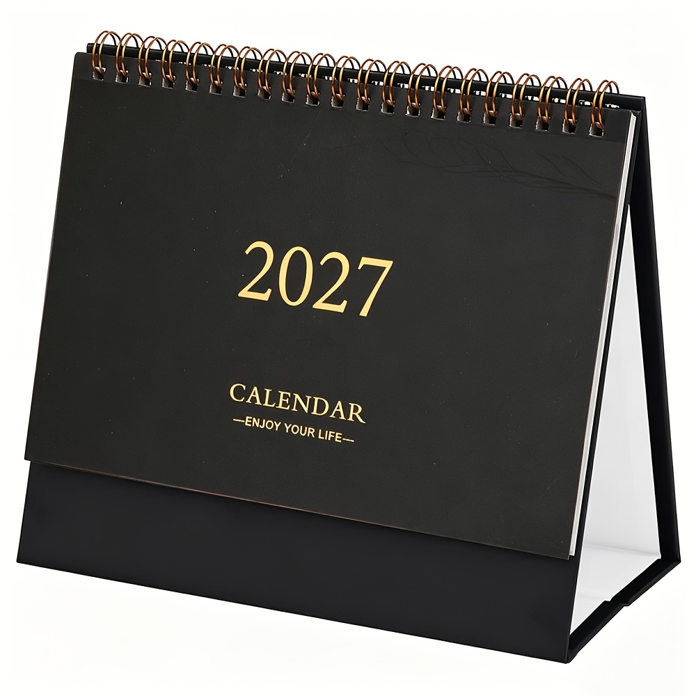 TEMU Small Desk Calendar 2027, Monthly Desktop Planner Thick Paper Twin Wire Binding With Stickers, Ample Blocks, Notes School Year Calendar For Home