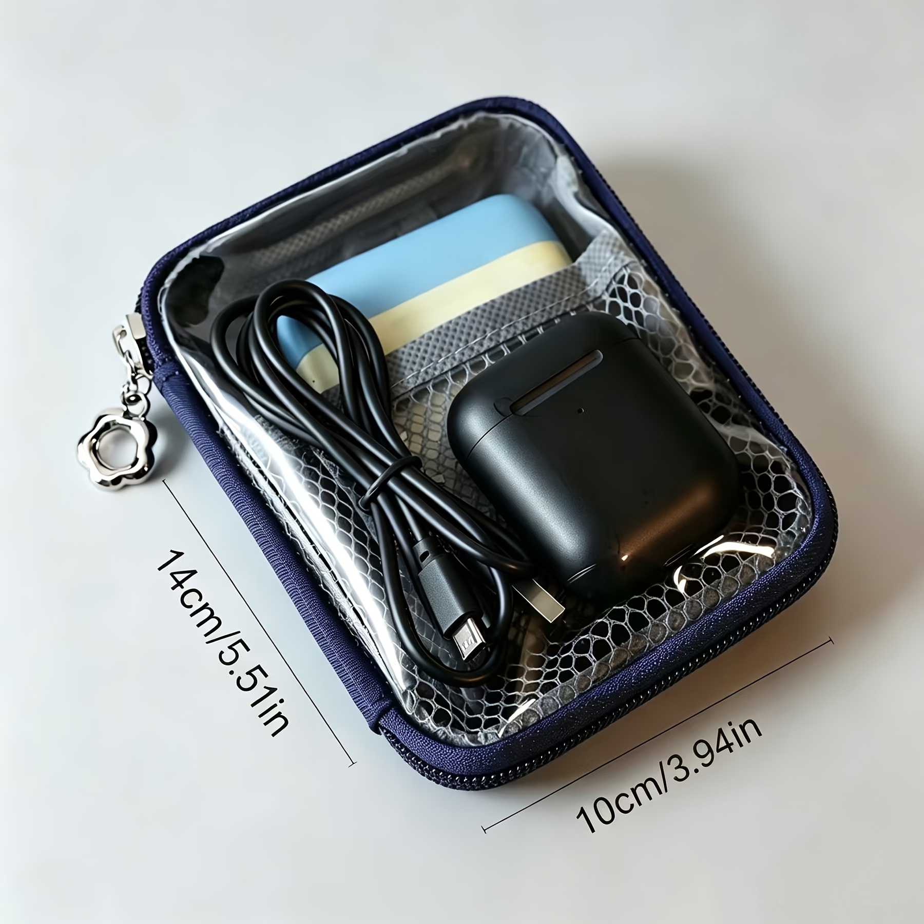TEMU Minimalist Portable Cosmetic Bag | Large Capacity Transparent Makeup Pouch With Lining, Green