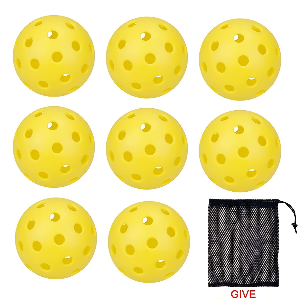 TEMU 8pcs 40-hole Outdoor/indoor Pickleball Balls High Bounce, Durable Construction With Wind-resistant Design, Built For Practice