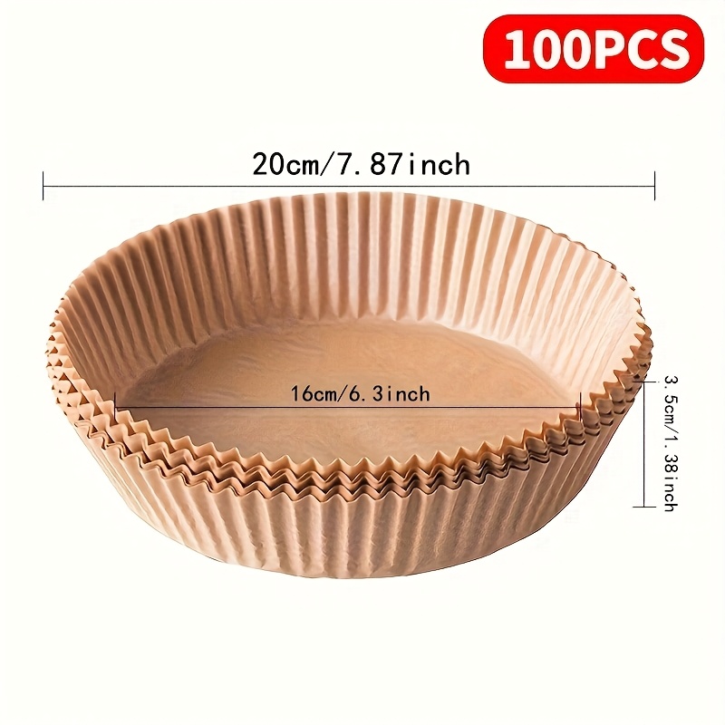 TEMU 100pcs Parchment Lining Baskets For Air Fryers - Waterproof, Heat-resistant, Ideal For 9-inch Air Fryers, Frying Chicken, , And More, Air Fryer