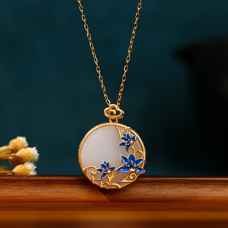 

- For Lotus Pendant Necklace - Gold Copper, For Women And