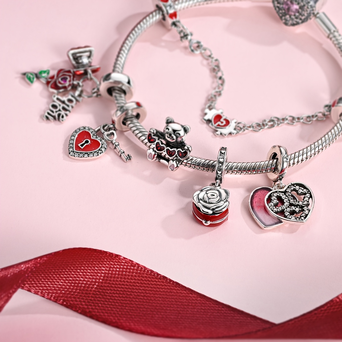 Valentine's Day Rose Love Hand In Hand Charm