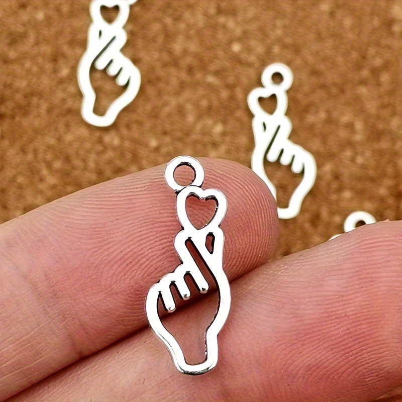 

15/30pcs Charme Pendentif Cœur Creux Je T'aime Geste Style Bohémien Ancien Argent! Pendentif de Mode pour Femmes, DIY, Boucles d'Oreilles, Bracelets, , Accessoires, Ornements Faits à