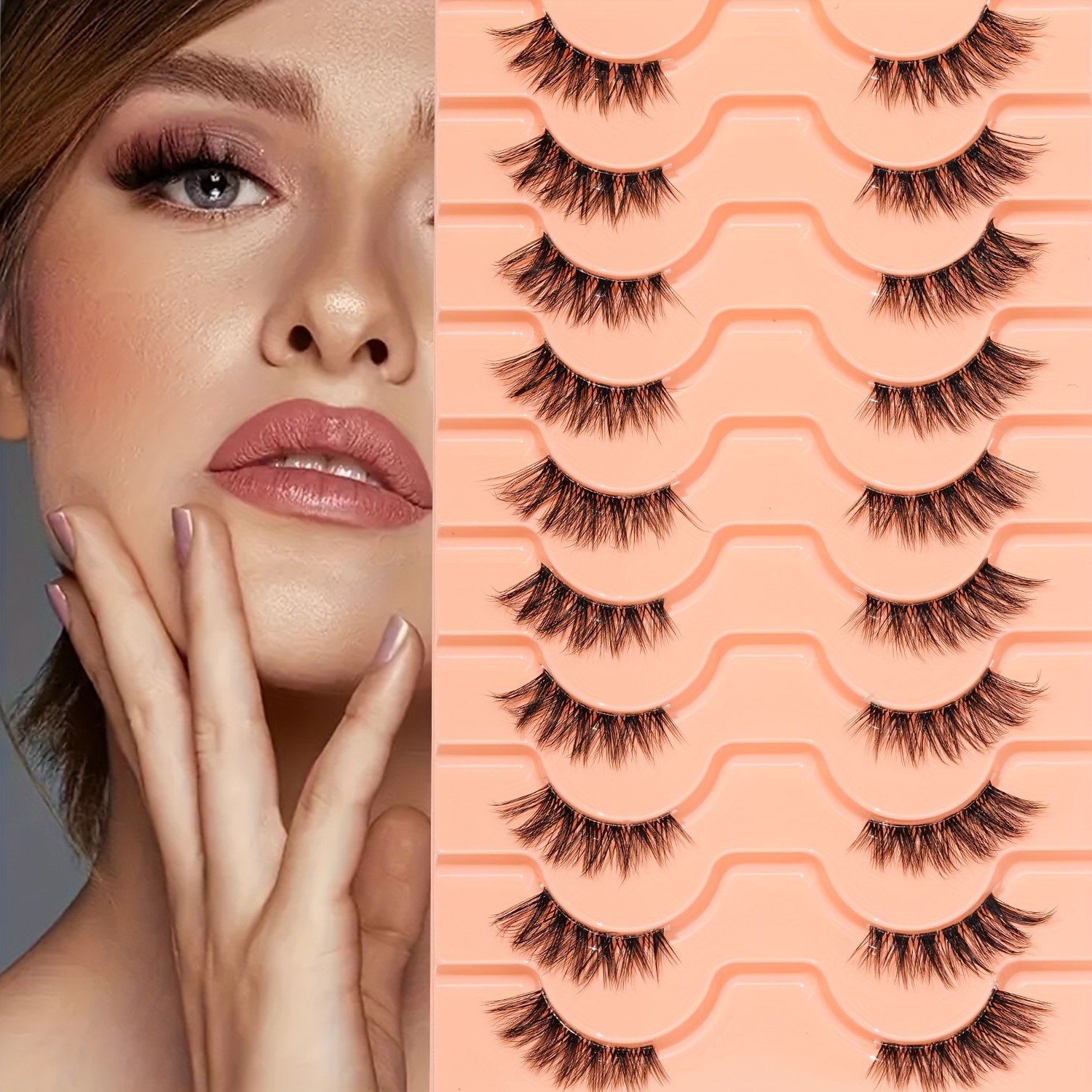 10 Pairs Of Super Realistic Fashionable False Eyelashes Half Eyelashes Transparent Stem Eyelash Extensions Phs-2414