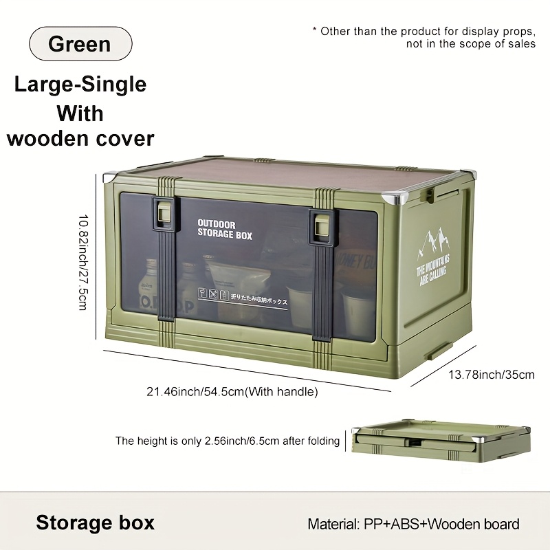 Image of Large Foldable Storage Box With Cover - Thickened Durable Plastic Organizer For Camping Car Trunk Travel Picnic Outdoor And Vehicle Interior Accessories, Box,cabinet,rack For Outdoor Storage