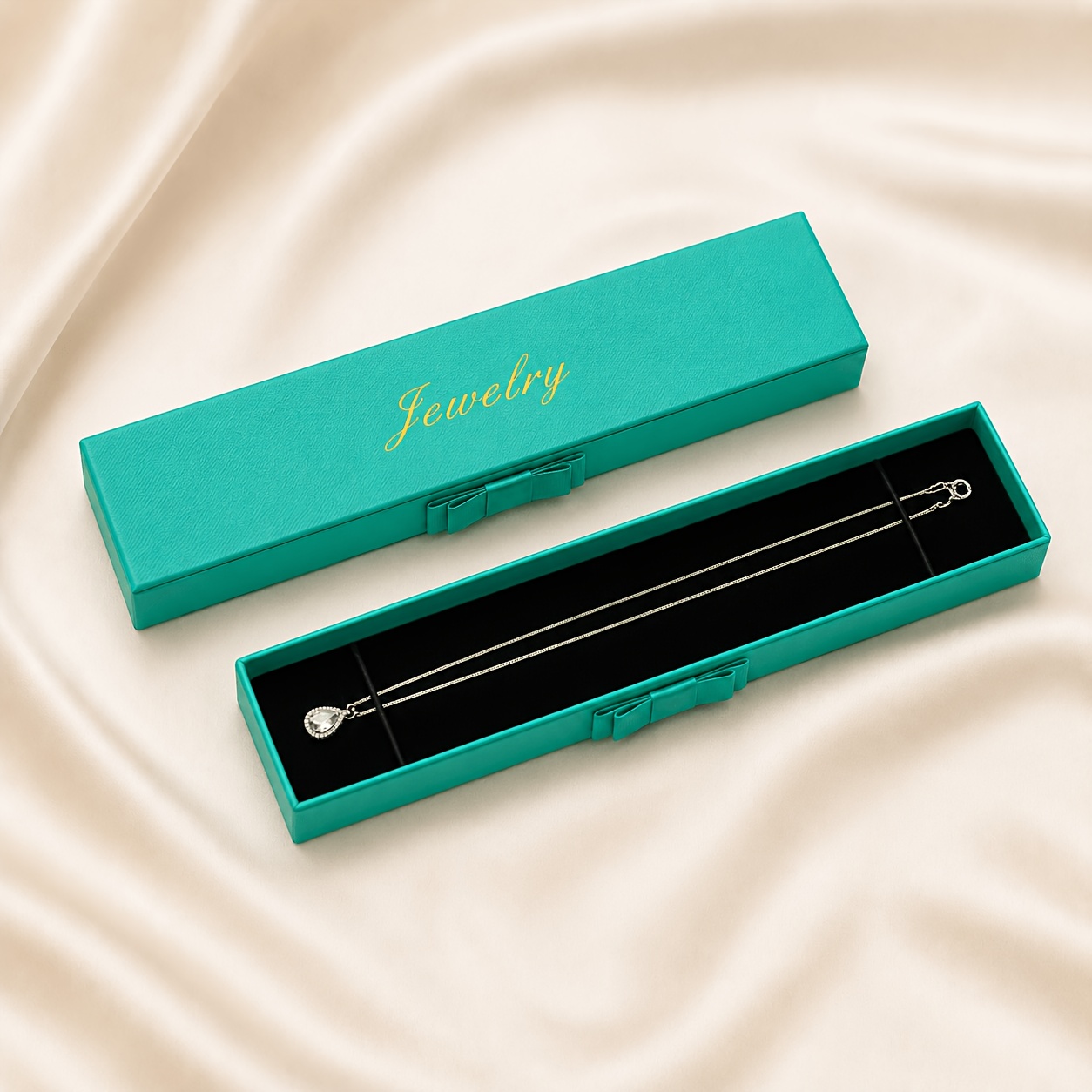 6pcs Side Bow Long Necklace Gift Boxes, Elegant Packaging
