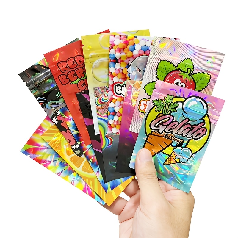 TEMU 100 sacs Mylar auto-scellants avec fenêtre transparente - Sachets refermables , sacs de conservation réutilisables pour bonbons, sucreries,
