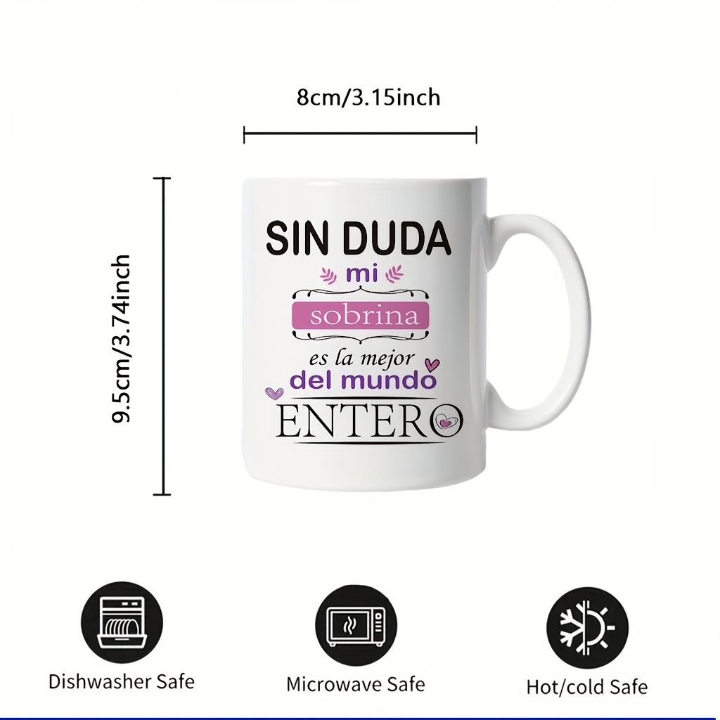 TEMU 1 Taza de Frases de Amor en Español - Taza de Café de Cerámica con Estampado de Afecto Familiar en Español, Compatible con Lavavajillas