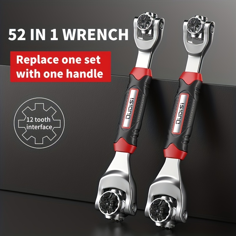 

Oudisi 52-in-1 Multifunctional Socket Wrench Set, Adjustable High Carbon Steel 8-19mm Non-slip Handle, 12-tooth Interface, 360-degree Rotating Head - Home And Auto Repair Tool Kit