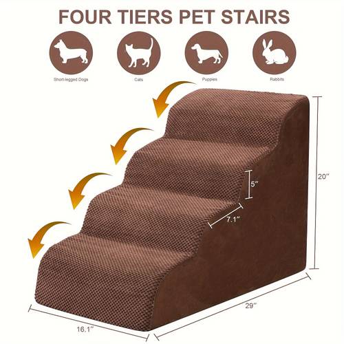 dog stairs for small dogs high density foam dog ramp extra wide non slip pet steps for high beds or couch soft foam doggie ladder for dogs injured older pets small cats