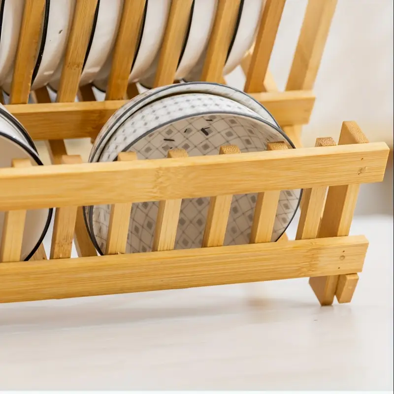 de séchage de vaisselle pliable à double couche avec plan de drainage, couleur de darbre - idéal pour des assiettes, des , des tasses et des couverts, parfait pour organisateur de cuisine, support de rangement de cuisine pour les assiettes, les , les tasses et les planches à découper, organisateur de placard de cuisine, support de séchage de vaisselle détails 4