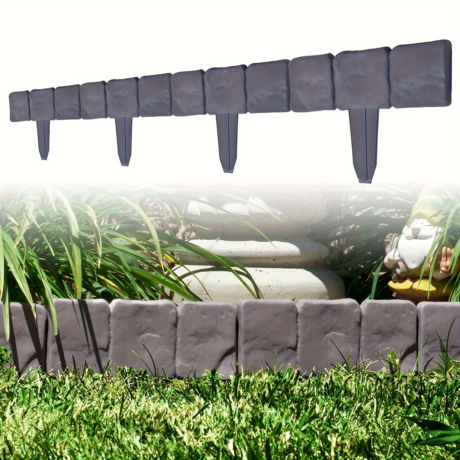 

10/20pcs Light Grey Stone-style Edging Borders Garden & Fence Supplies For Flower Bed Ideal Gift Gardening Supplies