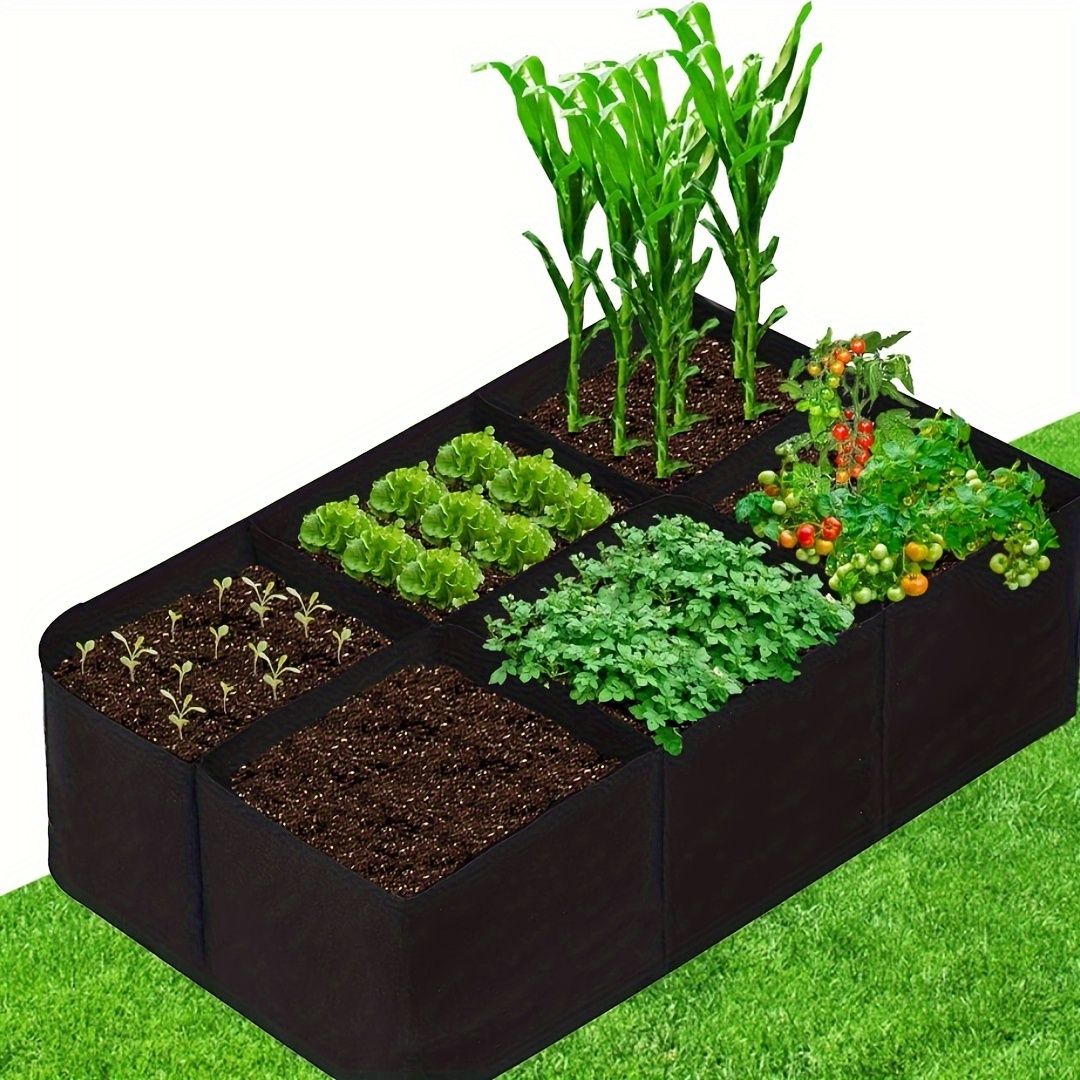 

Sinimaka 6-cell Raised Garden Bed, 55 Gallon, 4x2x1 Feet, Outdoor Planting Bags For Vegetables, Potatoes, Flowers, Herbs - Rectangular Planting Containers, Garden Bags For Outdoor Gardening