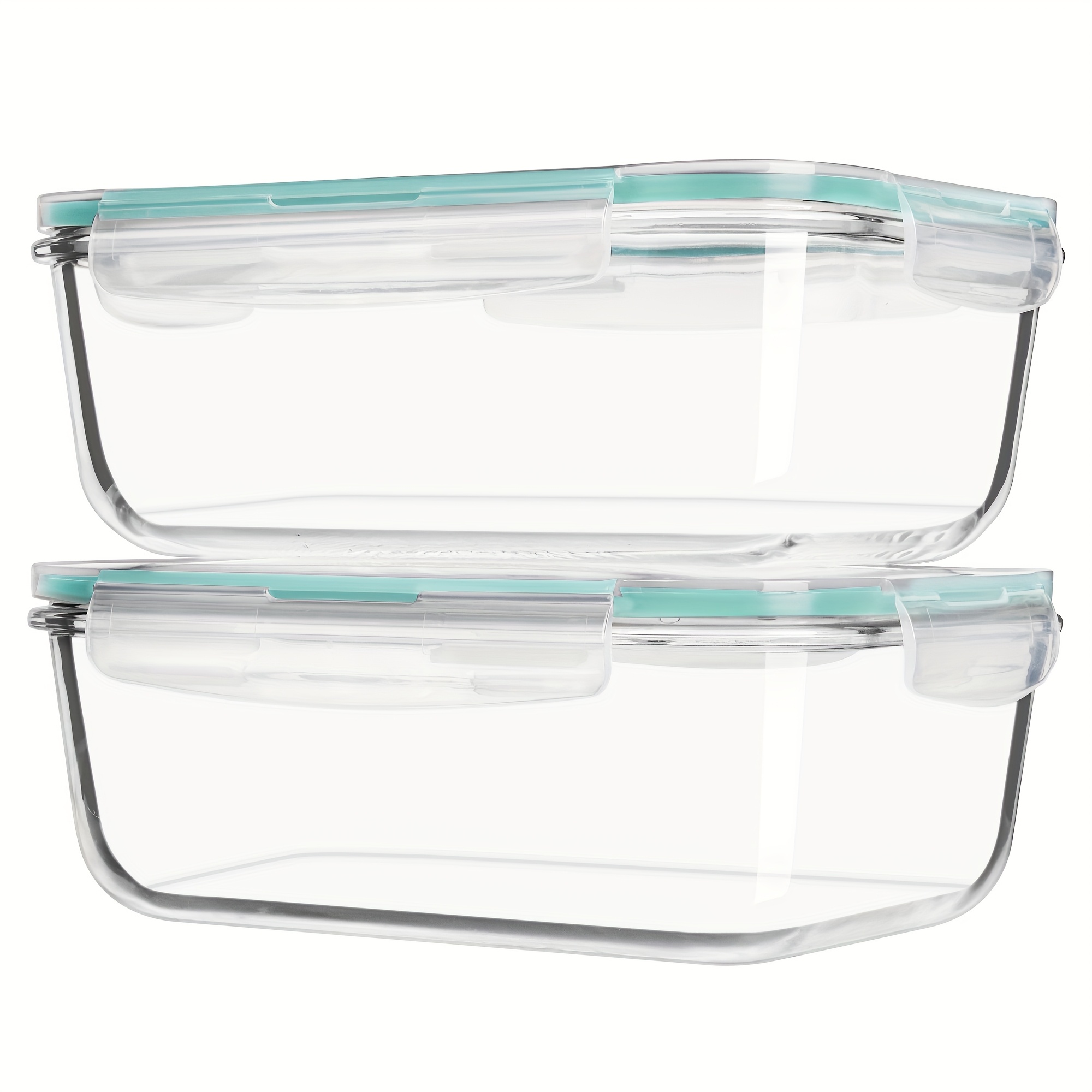 TEMU 1860ml/ 63oz Large Glass Storage Containers With Lids, 2pack For Food & Dish Transport-bus Tubs, Meal Prep For Food Container Set With Snap