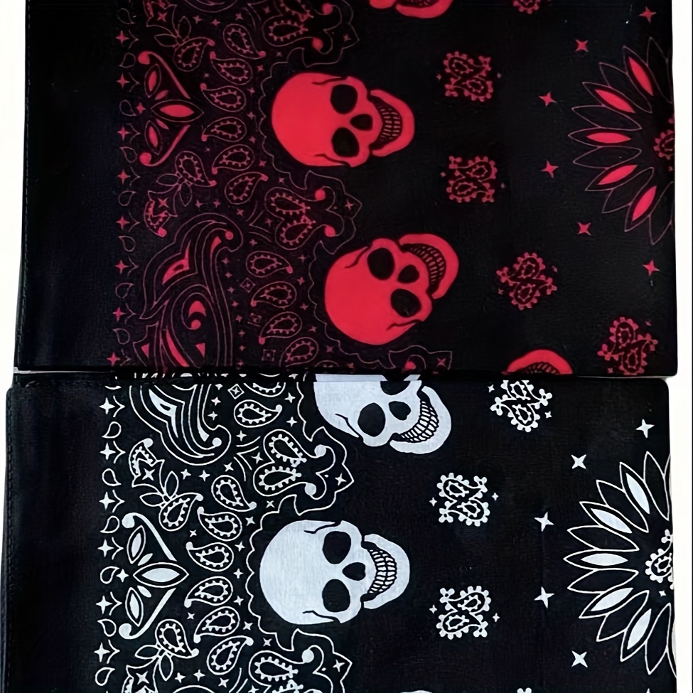 Image of For Man's Vintage Bandana Skull Print Scarf Colorful Head Hip-hop Casual Fashion Father 's Day Gift Accessories