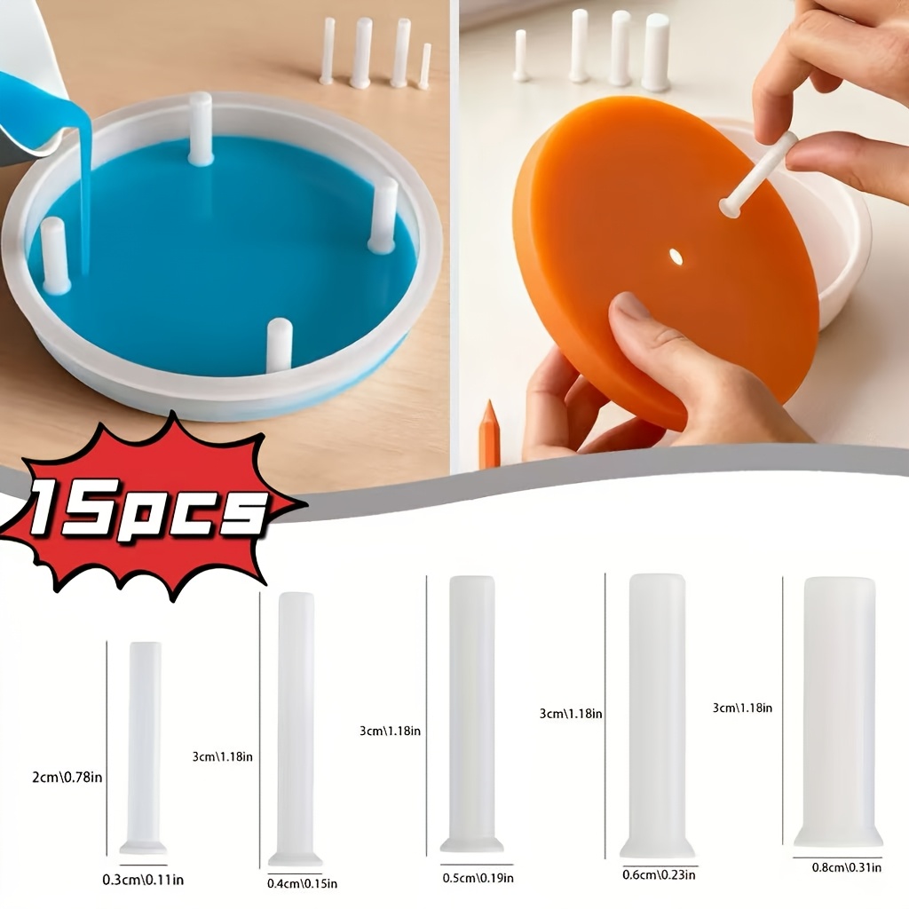 TEMU 15pcs Epoxy Pendant Keychain Silicone Hole Pegs, Suitable For 3/4/5/6/8mm Aperture Pegs, Resin Liquid Mold Additions Silicone Hole Peg Mold