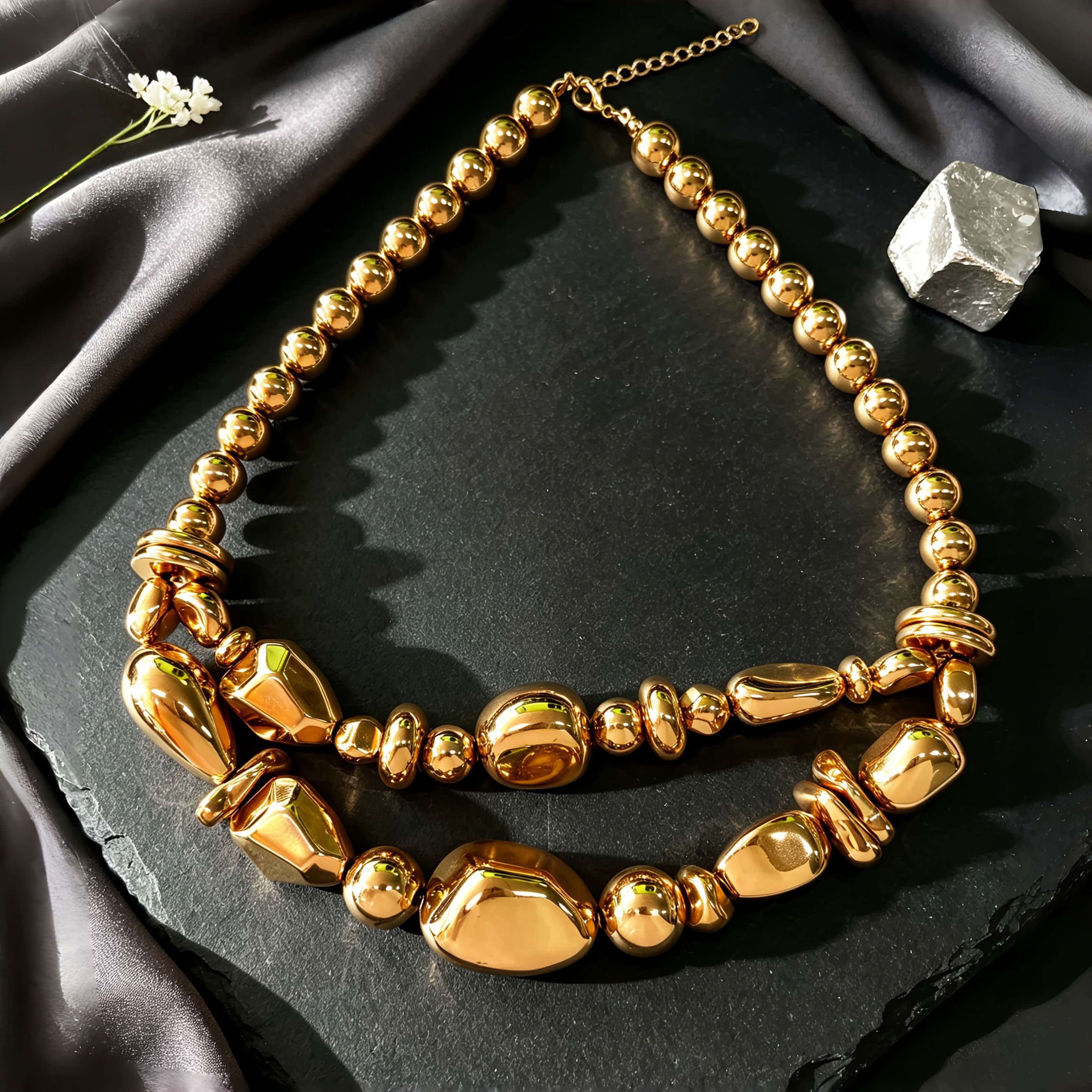 LORYLIN Women's Plated Double-Layer Beaded Necklace
