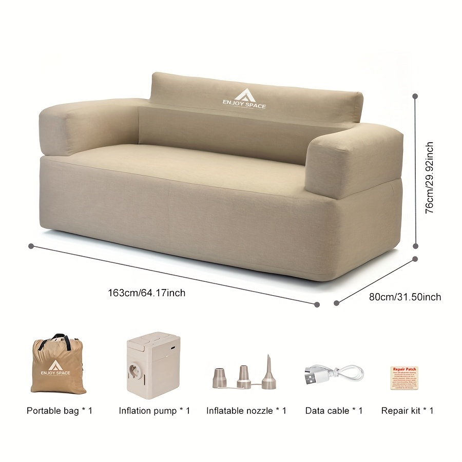 outdoor inflatable double sofa maintains shape after prolonged use wireless pump for easy inflation and deflation with operation portable lazy camping chair picnic lounge chair suitable for festivals office   or park lawns