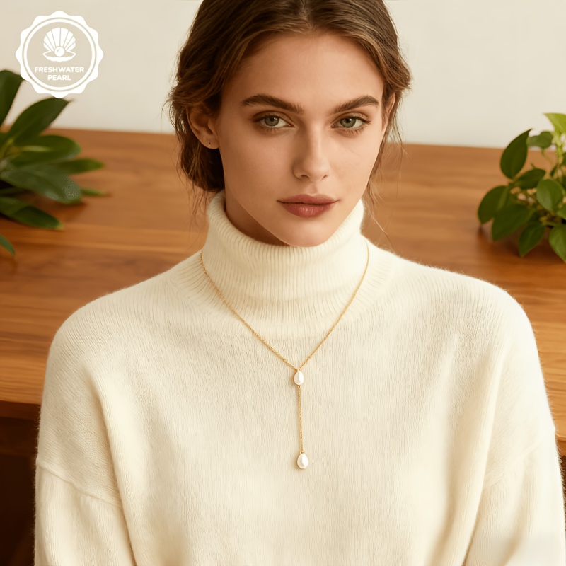 Women's Luxury Teardrop Y-Shape Necklace, Elegant Design