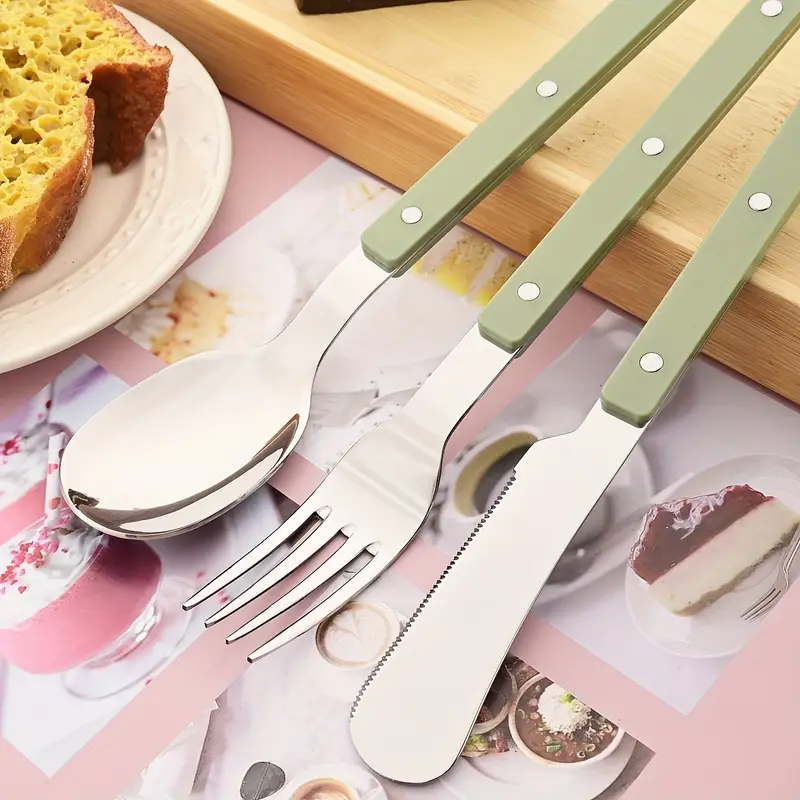 4 16 24pcs acrylic handle tableware set stainless steel tableware dinner knife coffee spoon tableware set suitable for parties weddings festivals restaurants hotels gifts Product details 5