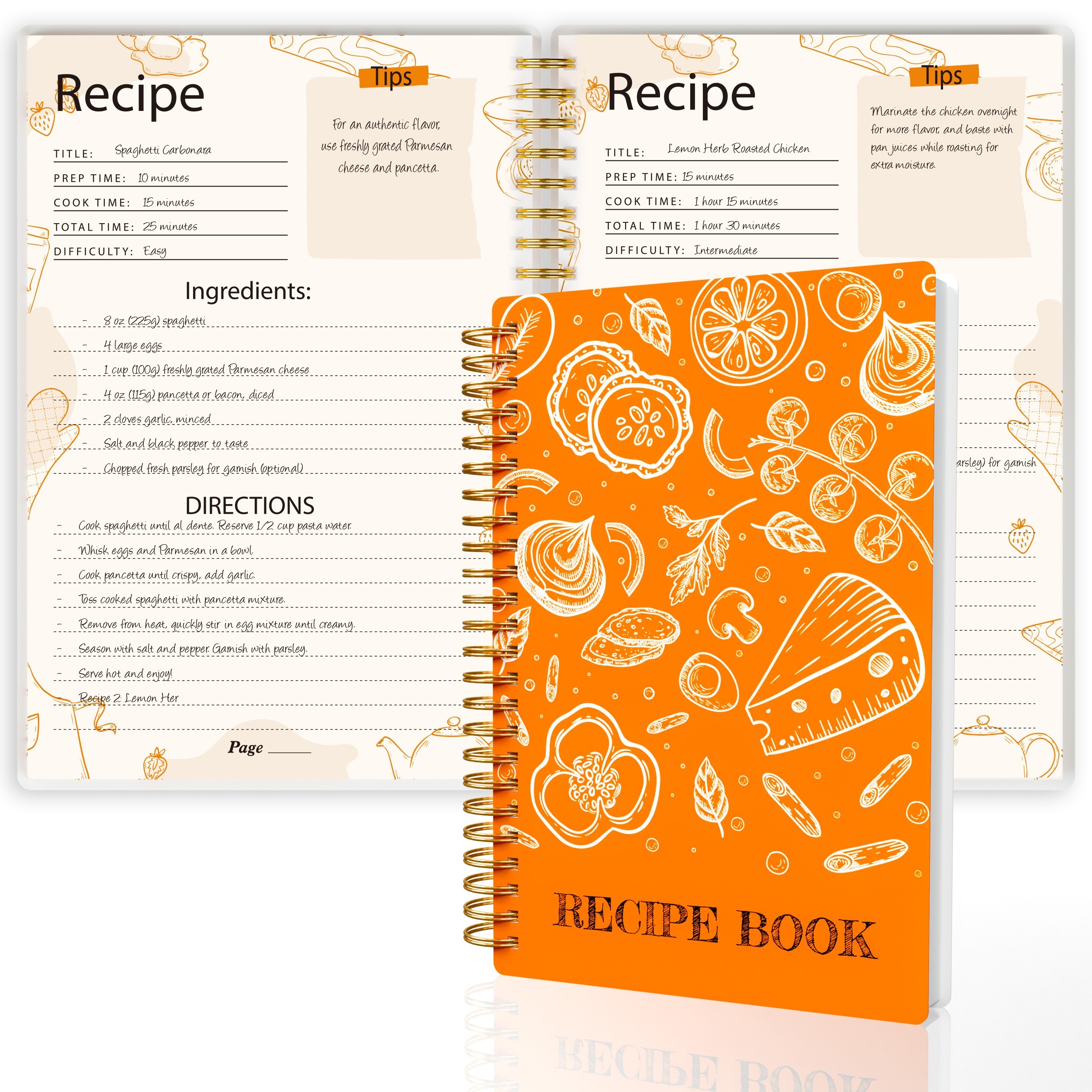 

A5 Personal Recipe Journal - Spiral Twin-wire Binding, 104 Recipes Capacity, Blank Pages For Custom Recipes