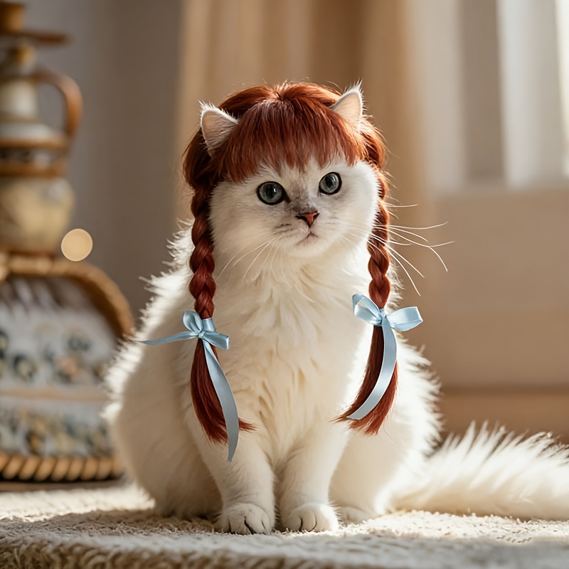Soft Braided Ponytail Wig Headpiece for Small Dogs