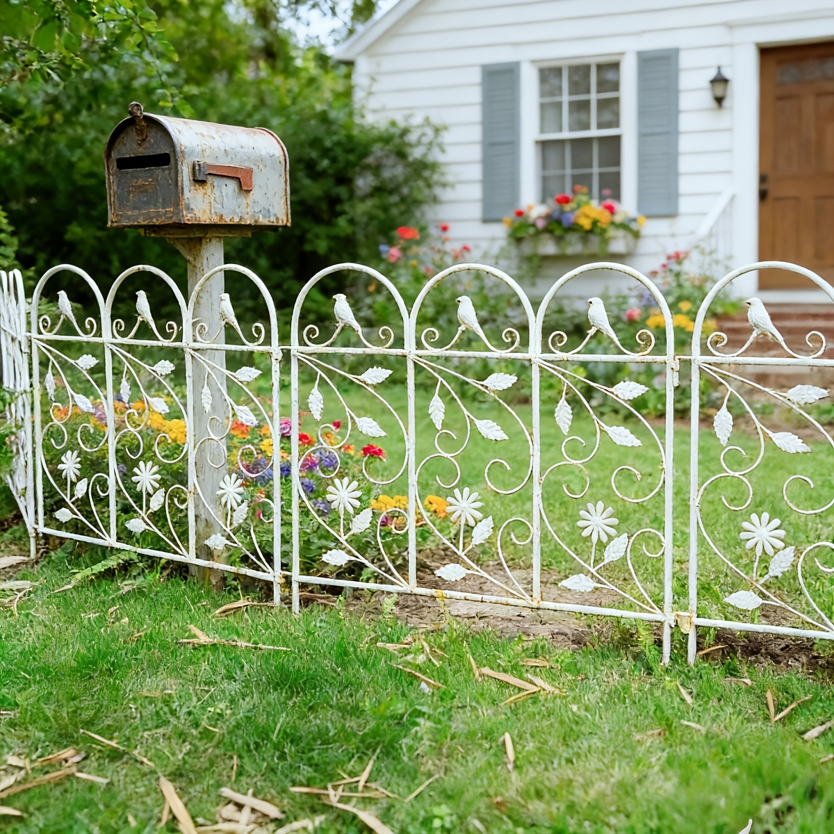 Confezione da 28 recinzioni decorative da giardino per esterni, 61 cm ( altezza) x 9,1 m (lunghezza), in metallo rivestito, antiruggine, paesaggio, in filo di ferro battuto, pieghevoli, recinzioni per