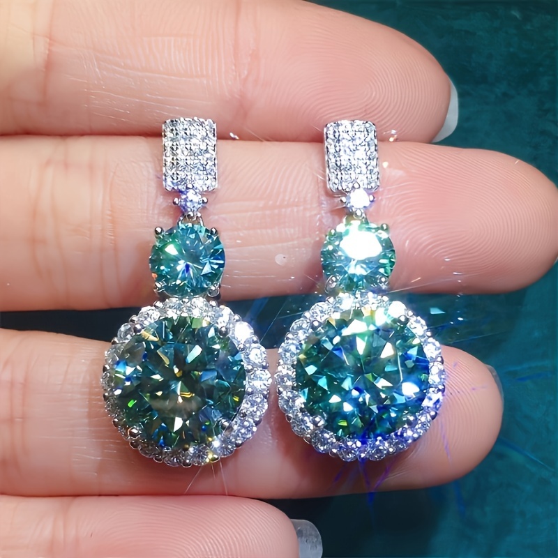 TEMU 2 S925 925 Silver Earrings Featuring 5-carat Moissanite Pendants, Ideal For Gifts On Occasions Like Engagements, Weddings, Holidays, Birthdays,