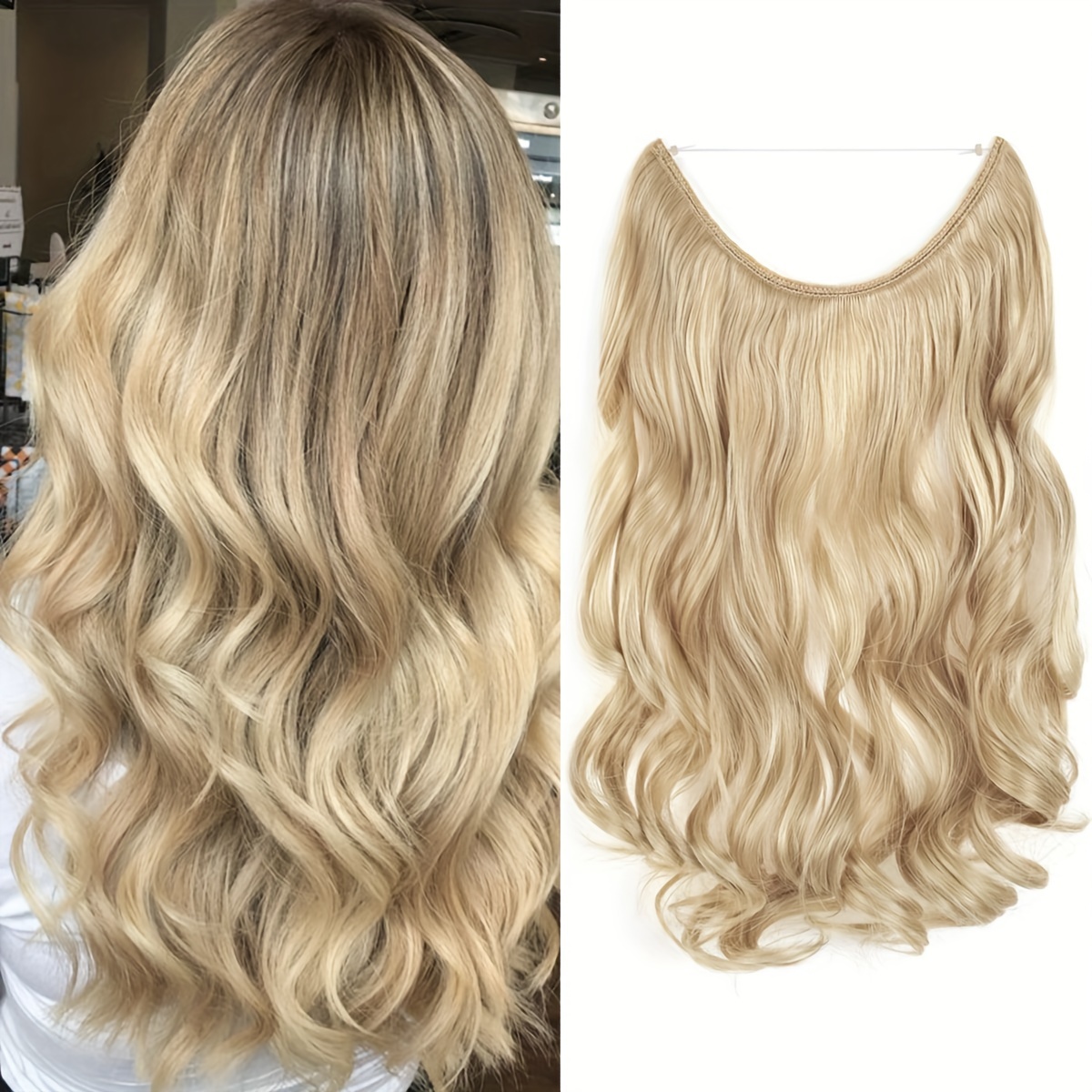 Image of Hair Extensions Invisible Hair Extensions Secret Long Curly Hair Pieces For Women Synthetic Halloween Christmas