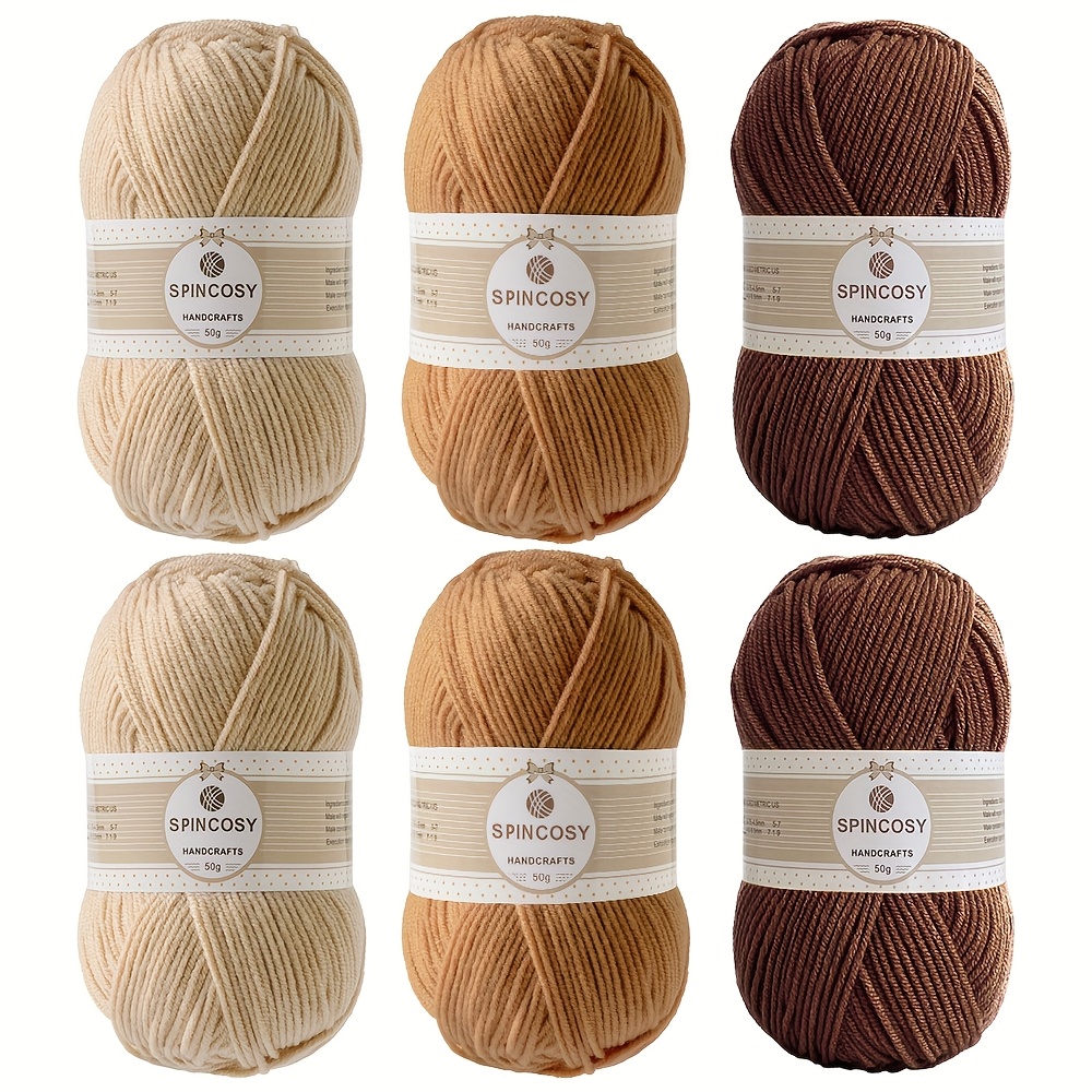 E-shop Macaron Farbe Spincosy Weiches Häkelgarn Set - 6 Stück, 4-fädiges mittelschweres Acrylgarn, für Häkeldecken, , Mützen, Schals, Handschuhe und