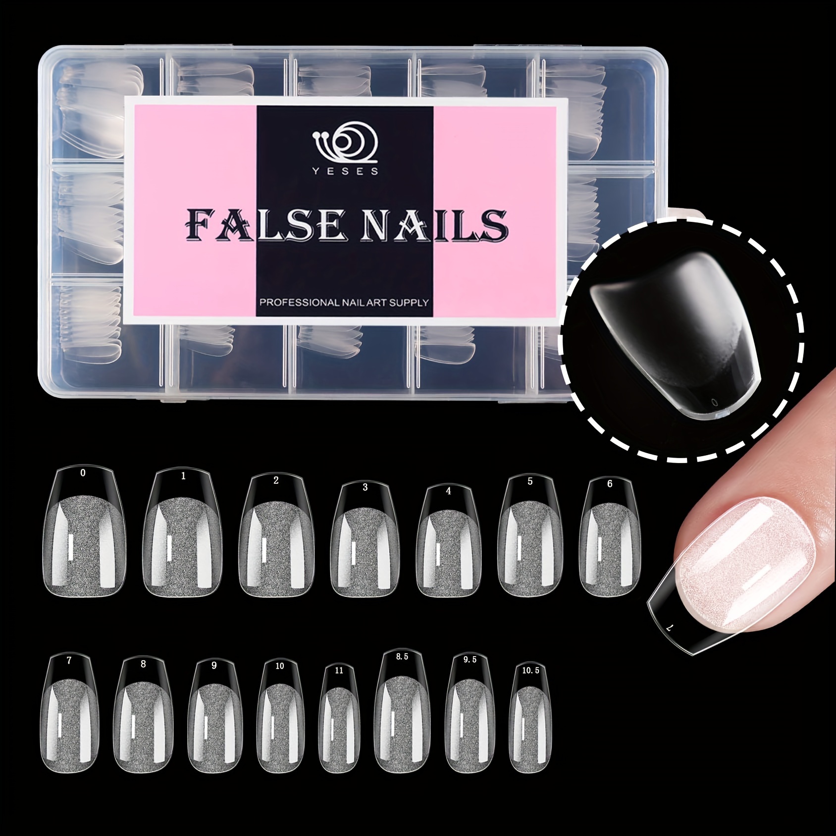 

Yeses Medium Short Trapezoid Fake Nail Patch -288 Row Pre-ordered Gel Head For Full Coverage Acrylic Nail Extension Diy-15 Sizes For Home Salon, Press On Nails