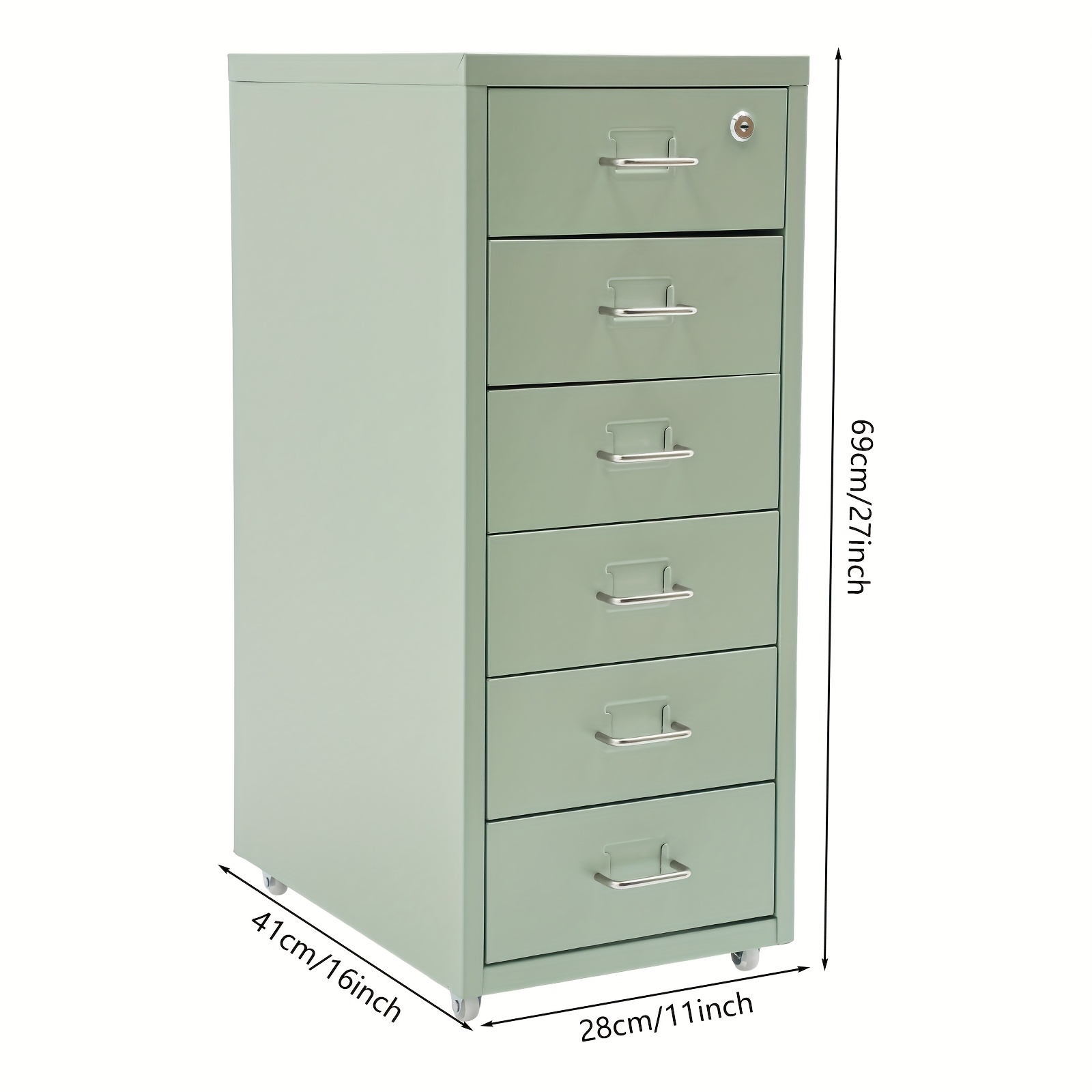 Image of Cncest 6 Tiers Green Office Vertical File Cabinet, Metal File Cabinet With Lock, Filing Cabinet