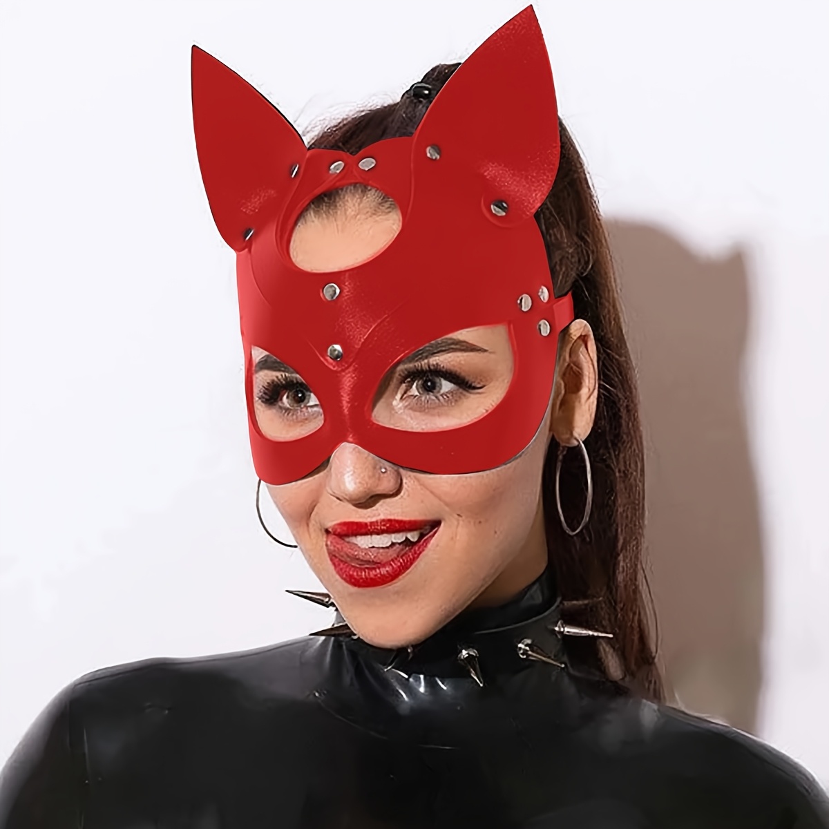Leder-Halloween-Maske, Vollgesichtsmaske, Atmungsaktiv, Verstellbar, Für Erwachsene Unisex