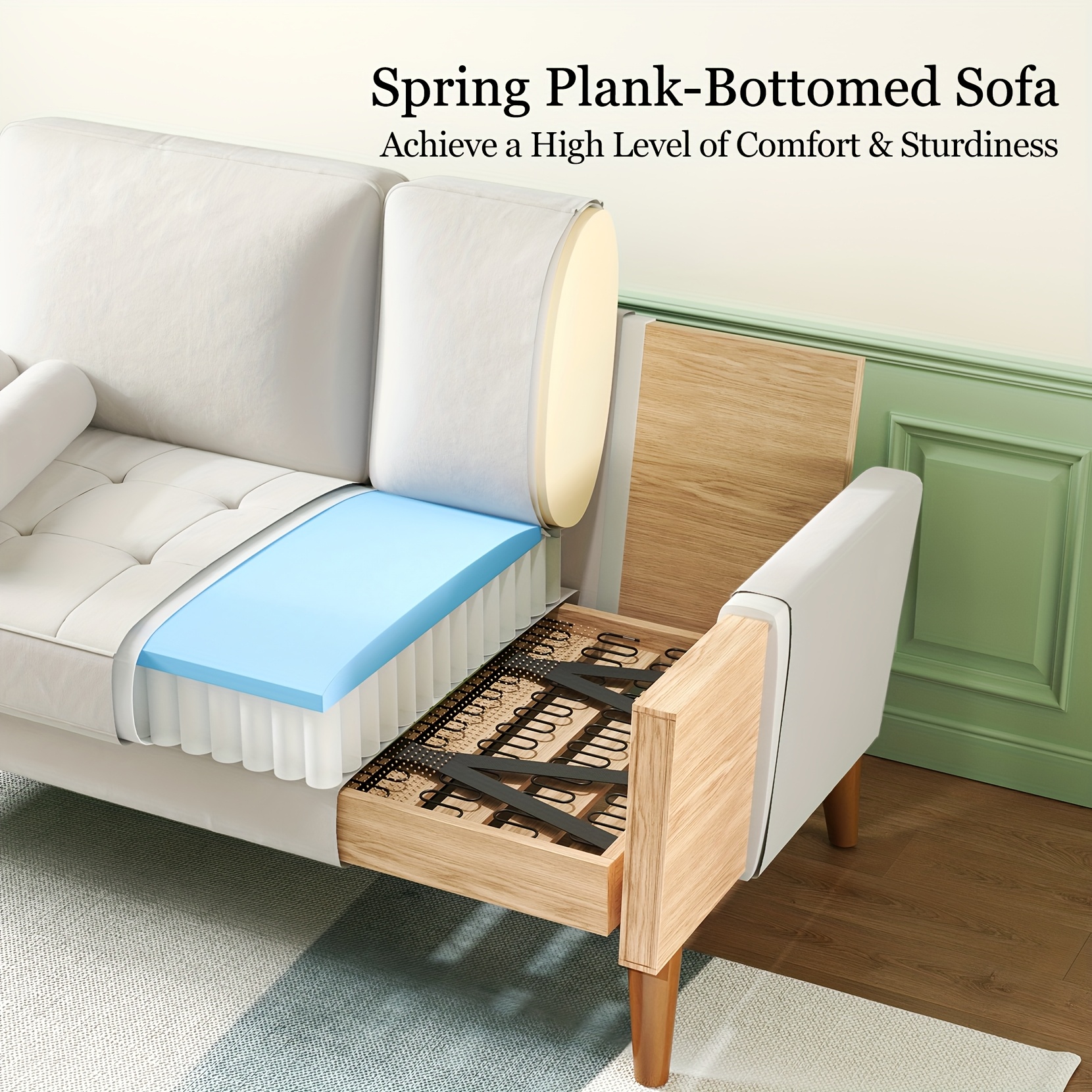 Small 2 Seater Sofa, Comfy Velvet Couch with Spring Cushion
